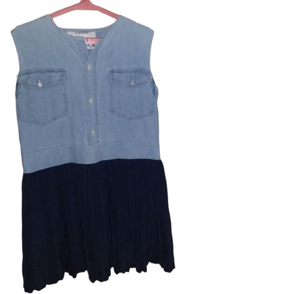 Vintage Denim Jean Vest Dress Large Fits Extra Small to Medium Culture EUREKA